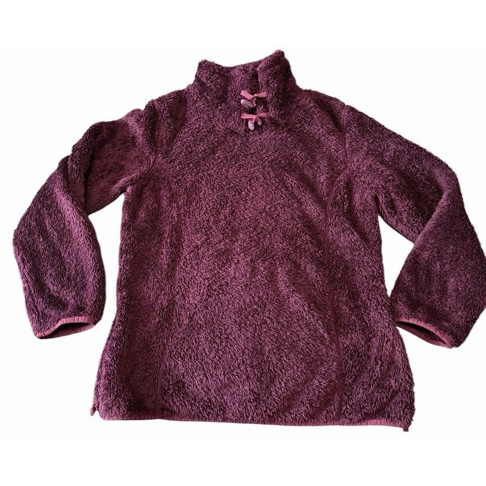 Ultimate Terrain Womens Plum Purple Sherpa Fleece Toggle Mock Neck Pullover L
